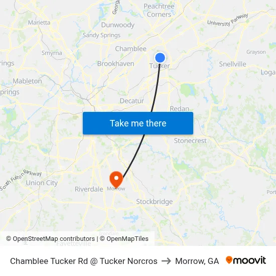 Chamblee Tucker Rd @ Tucker Norcros to Morrow, GA map
