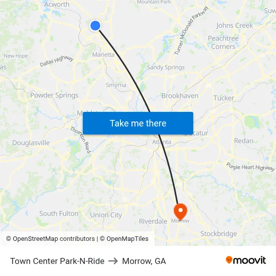 Town Center Park-N-Ride to Morrow, GA map