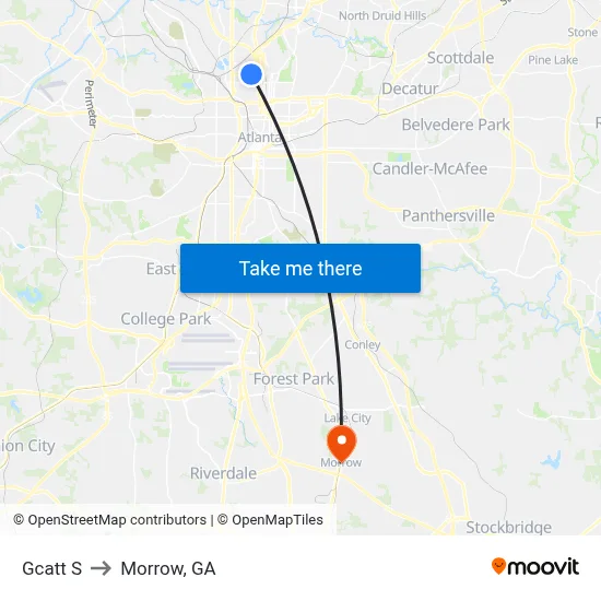 Gcatt S to Morrow, GA map
