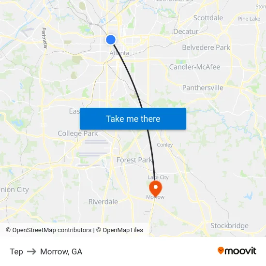 Tep to Morrow, GA map