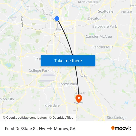 Ferst Dr./State St. Nw to Morrow, GA map