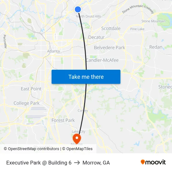 Executive Park @ Building 6 to Morrow, GA map