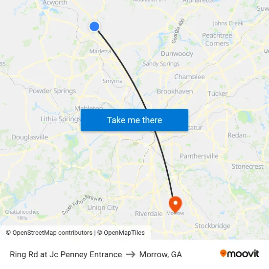 Ring Rd at Jc Penney Entrance to Morrow, GA map