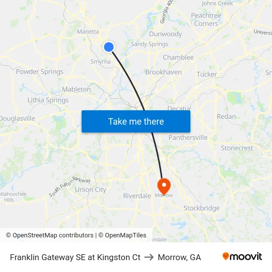 Franklin Gateway SE at Kingston Ct to Morrow, GA map