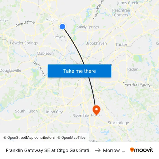 Franklin Gateway SE at Citgo Gas Station to Morrow, GA map