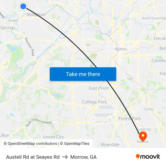 Austell Rd at Seayes Rd to Morrow, GA map
