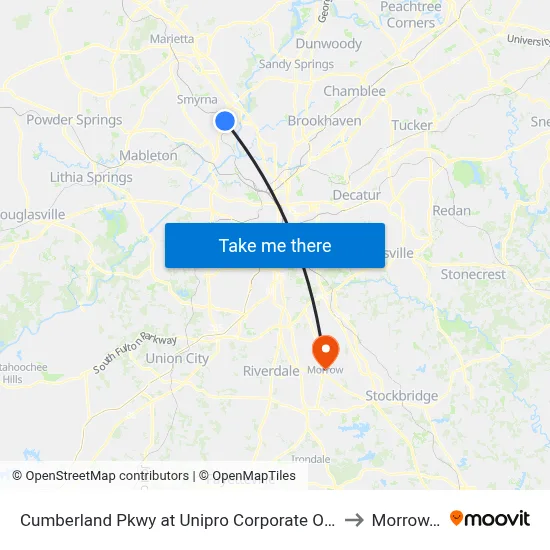 Cumberland Pkwy at Unipro Corporate Office / Kaise to Morrow, GA map