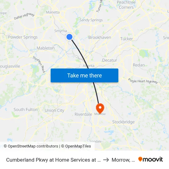 Cumberland Pkwy at Home Services at Home to Morrow, GA map