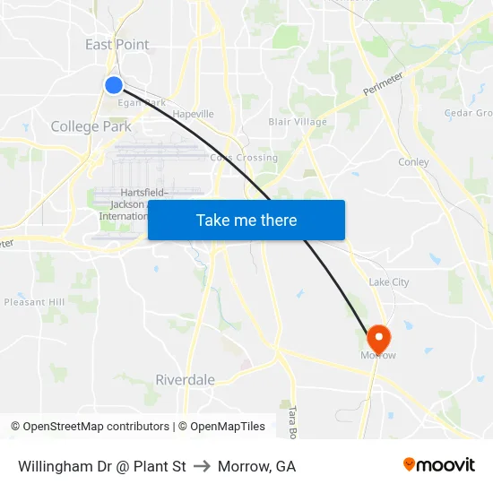 Willingham Dr @ Plant St to Morrow, GA map