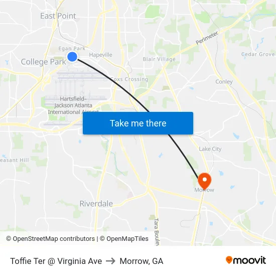 Toffie Ter @ Virginia Ave to Morrow, GA map