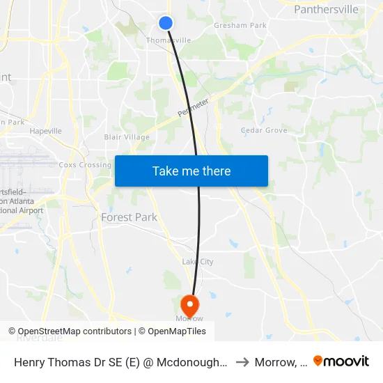 Henry Thomas Dr SE (E) @ Mcdonough Blvd SE to Morrow, GA map