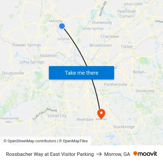 Rossbacher Way at East Visitor Parking to Morrow, GA map