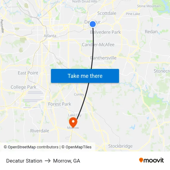Decatur Station to Morrow, GA map