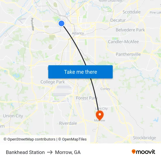 Bankhead Station to Morrow, GA map