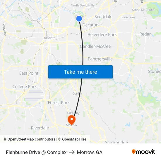 Fishburne Drive @ Complex to Morrow, GA map