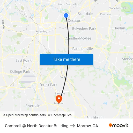 Gambrell @ North Decatur Building to Morrow, GA map