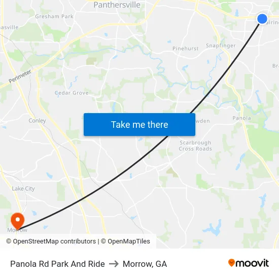 Panola Rd Park And Ride to Morrow, GA map