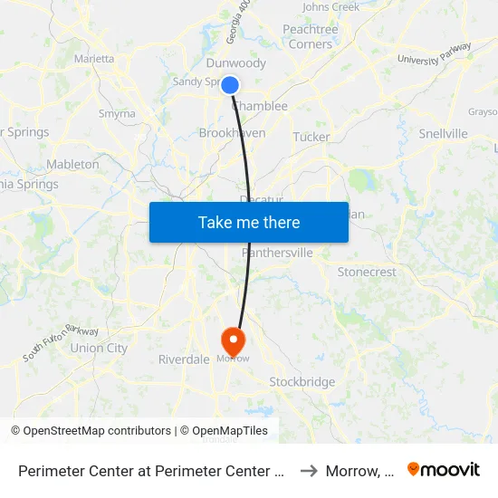 Perimeter Center at Perimeter Center Pkwy to Morrow, GA map