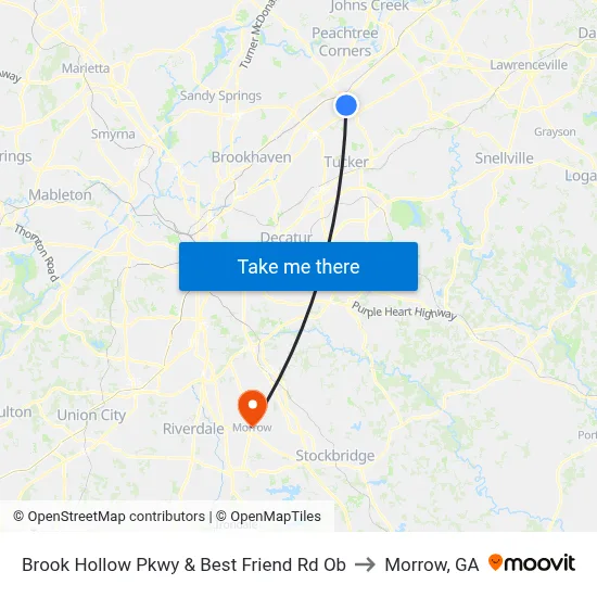 Brook Hollow Pkwy & Best Friend Rd Ob to Morrow, GA map