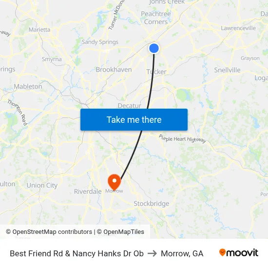 Best Friend Rd & Nancy Hanks Dr Ob to Morrow, GA map