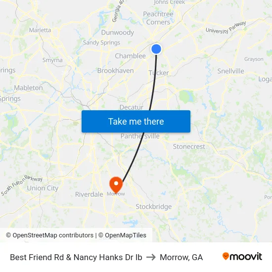 Best Friend Rd & Nancy Hanks Dr Ib to Morrow, GA map