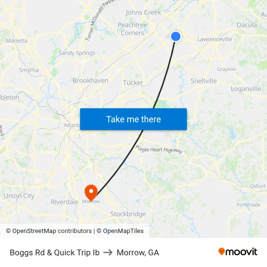 Boggs Rd & Quick Trip Ib to Morrow, GA map