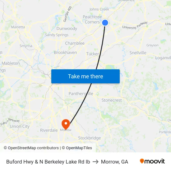 Buford Hwy & N Berkeley Lake Rd Ib to Morrow, GA map