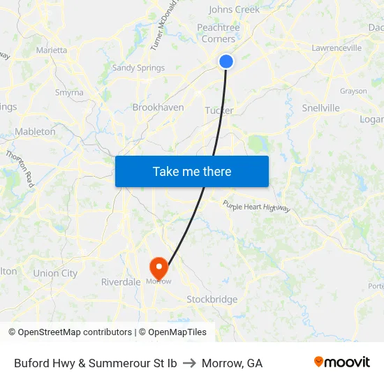 Buford Hwy & Summerour St Ib to Morrow, GA map