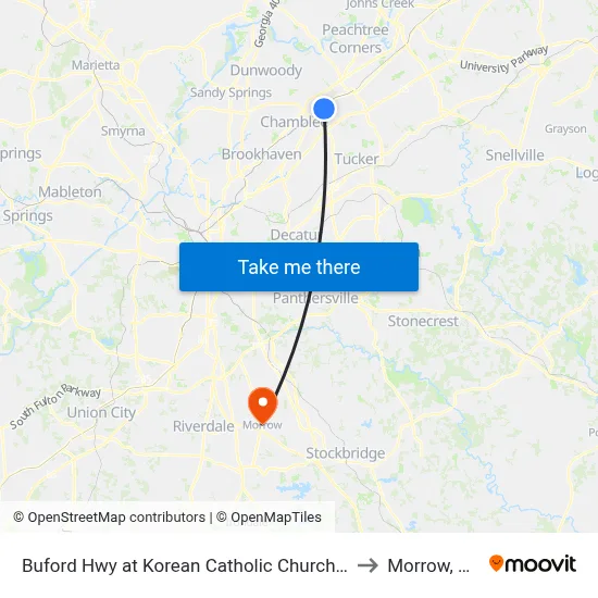 Buford Hwy at Korean Catholic Church Ib to Morrow, GA map
