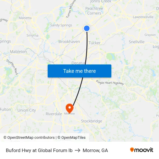 Buford Hwy at Global Forum Ib to Morrow, GA map