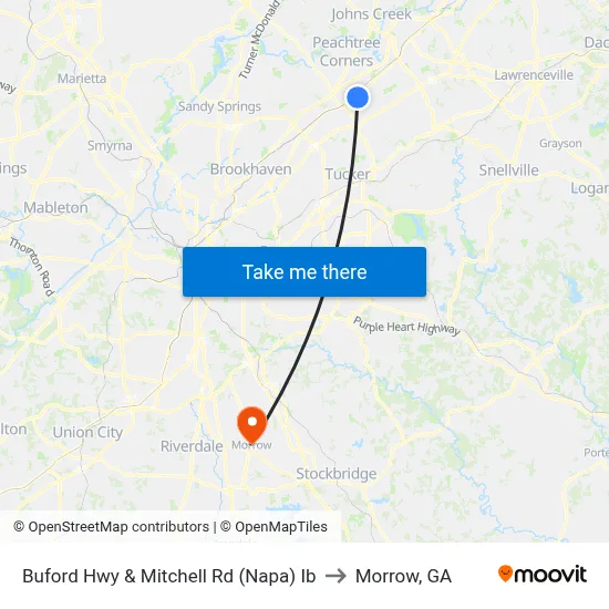 Buford Hwy & Mitchell Rd (Napa) Ib to Morrow, GA map