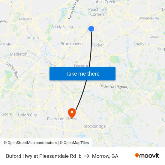 Buford Hwy at Pleasantdale Rd Ib to Morrow, GA map