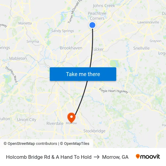 Holcomb Bridge Rd & A Hand To Hold to Morrow, GA map