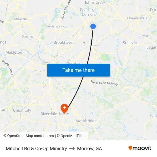 Mitchell Rd & Co-Op Ministry to Morrow, GA map
