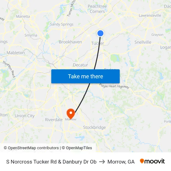 S Norcross Tucker Rd & Danbury Dr Ob to Morrow, GA map