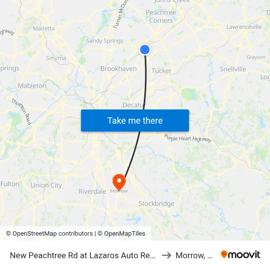 New Peachtree Rd at Lazaros Auto Rep Ib to Morrow, GA map