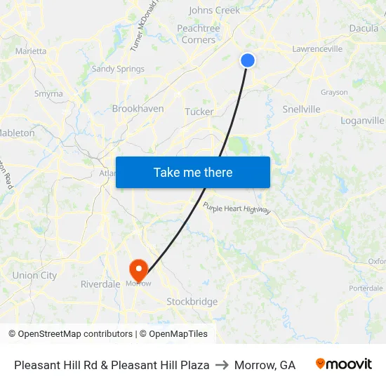 Pleasant Hill Rd & Pleasant Hill Plaza to Morrow, GA map