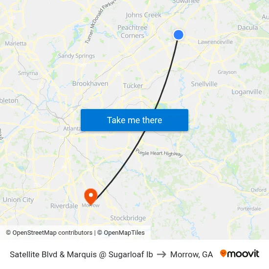 Satellite Blvd & Marquis @ Sugarloaf Ib to Morrow, GA map