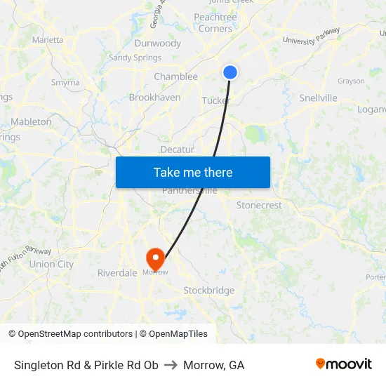 Singleton Rd & Pirkle Rd Ob to Morrow, GA map