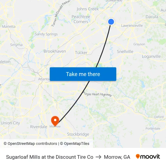 Sugarloaf Mills at the Discount Tire Co to Morrow, GA map