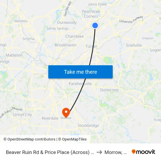 Beaver Ruin Rd & Price Place (Across) Ob to Morrow, GA map