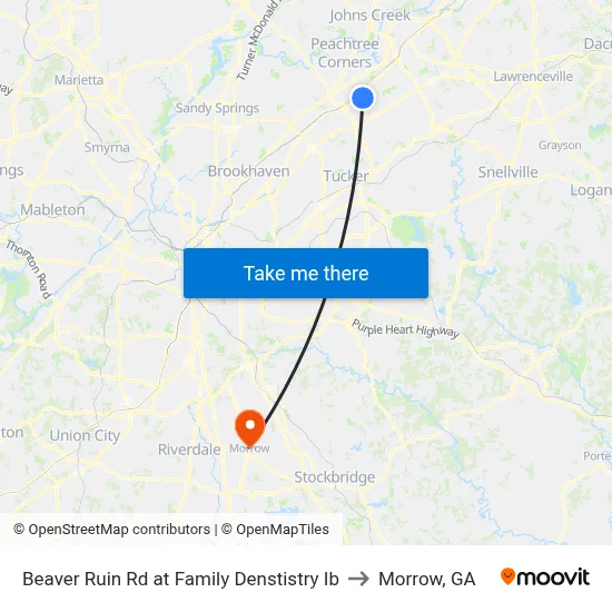 Beaver Ruin Rd at Family Denstistry Ib to Morrow, GA map