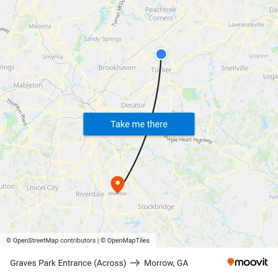 Graves Park Entrance (Across) to Morrow, GA map