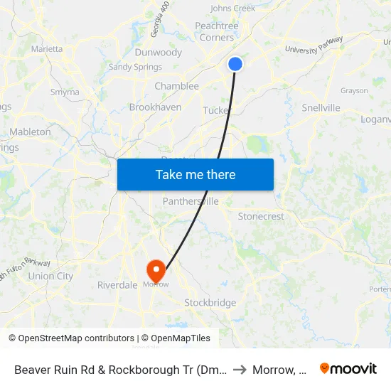 Beaver Ruin Rd & Rockborough Tr (Dmv) to Morrow, GA map