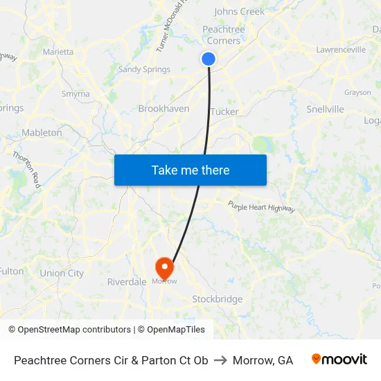 Peachtree Corners Cir & Parton Ct Ob to Morrow, GA map