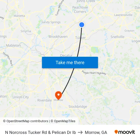 N Norcross Tucker Rd & Pelican Dr Ib to Morrow, GA map