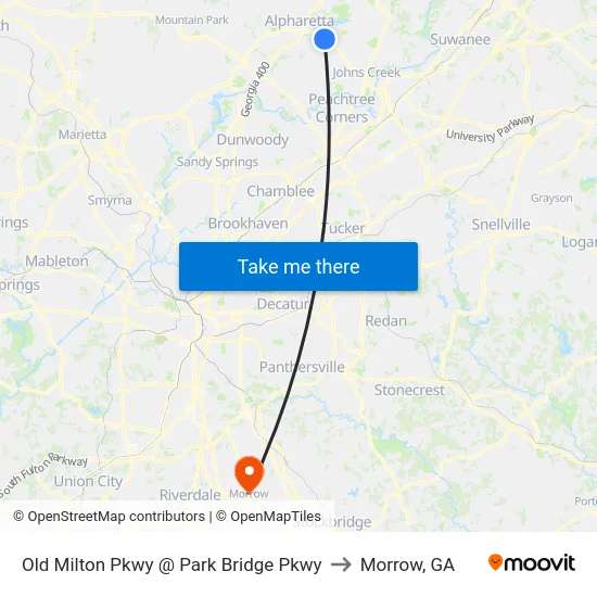 Old Milton Pkwy @ Park Bridge Pkwy to Morrow, GA map