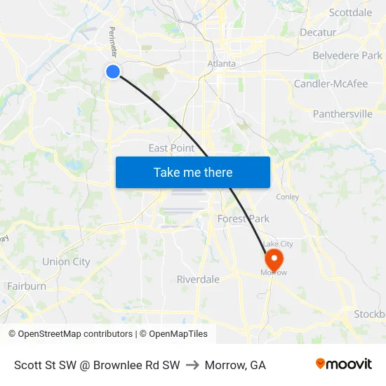 Scott St SW @ Brownlee Rd SW to Morrow, GA map