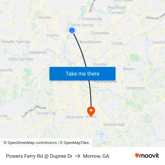 Powers Ferry Rd @ Dupree Dr to Morrow, GA map