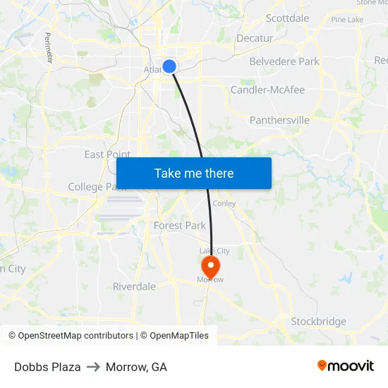 Dobbs Plaza to Morrow, GA map